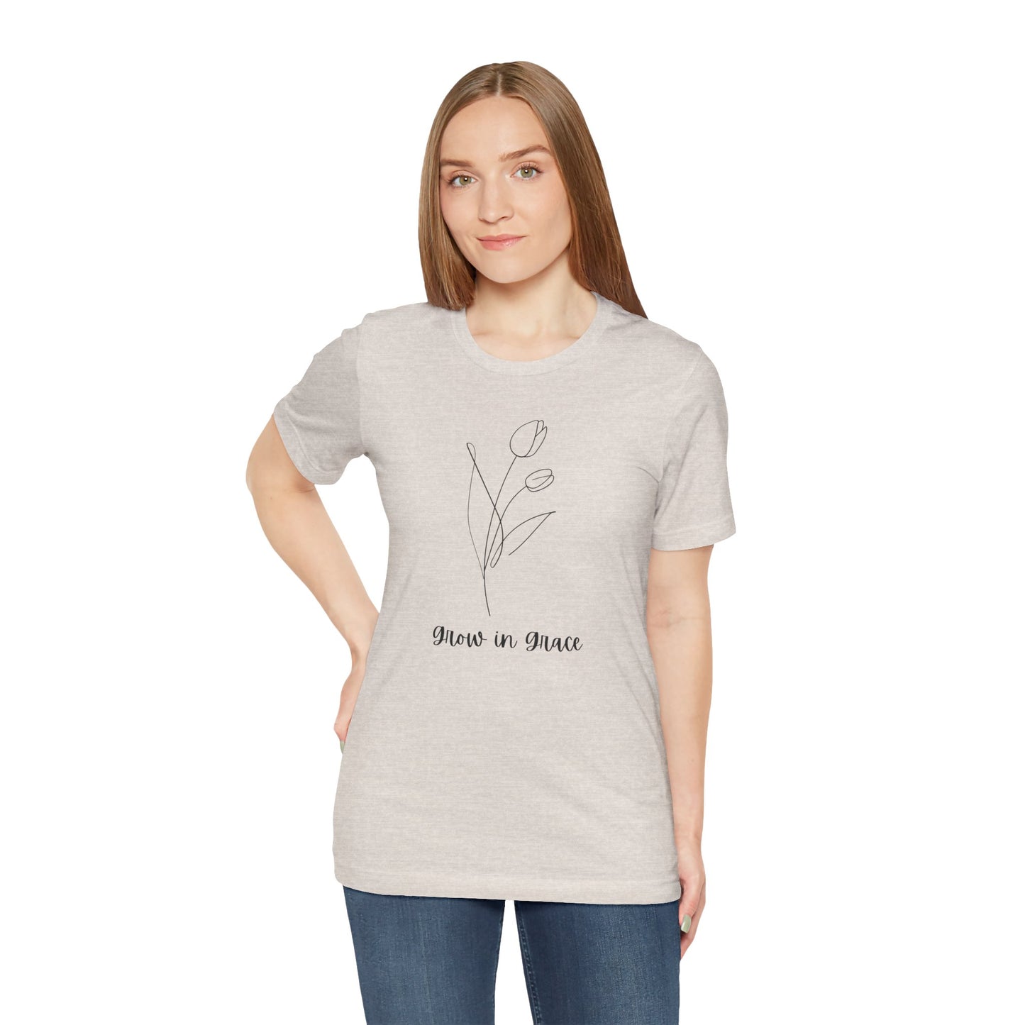 Jersey Short Sleeve Tee - 'Grow in Grace' Floral Design
