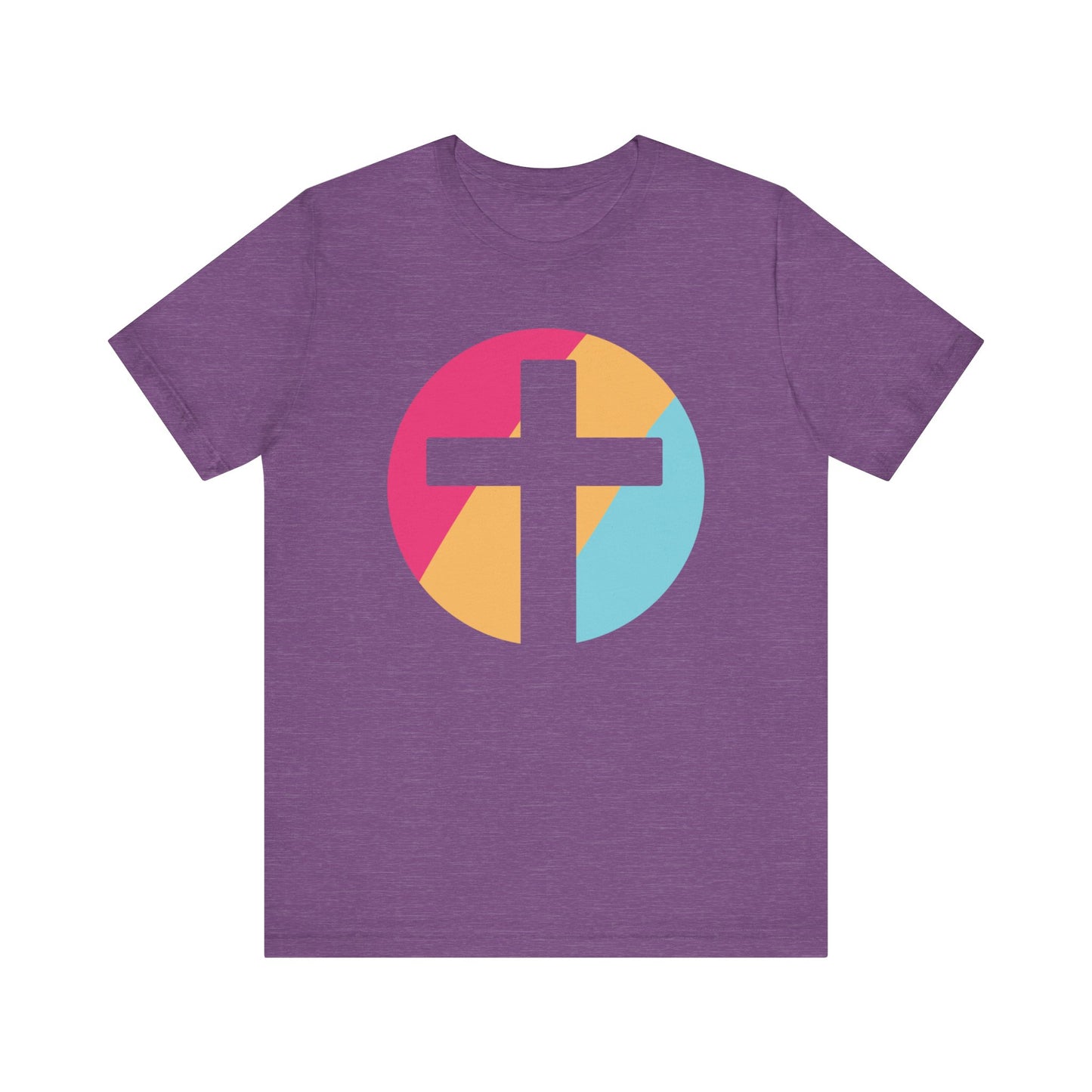 Faith-Inspired Unisex Short Sleeve Tee with Colorful Cross Design