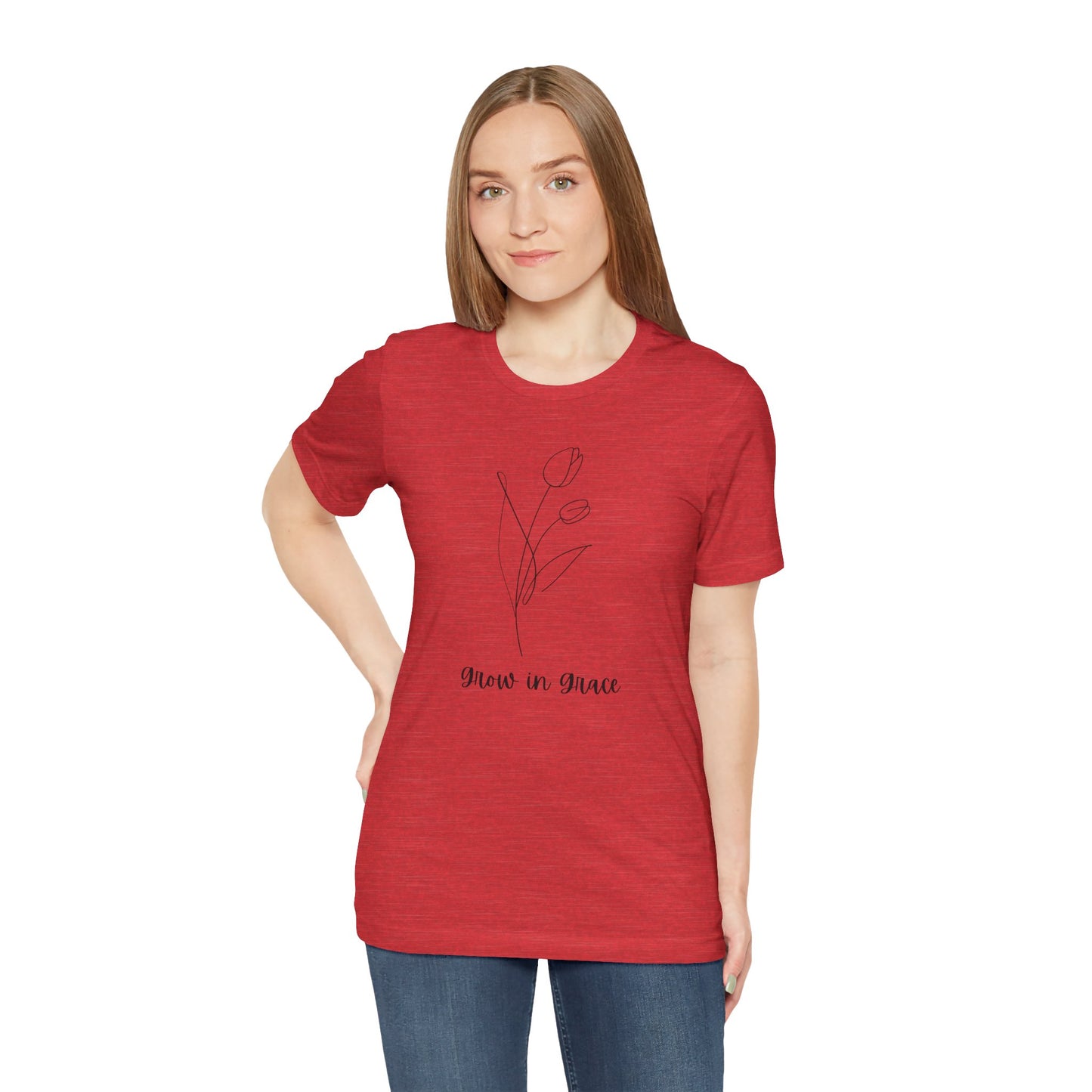 Jersey Short Sleeve Tee - 'Grow in Grace' Floral Design