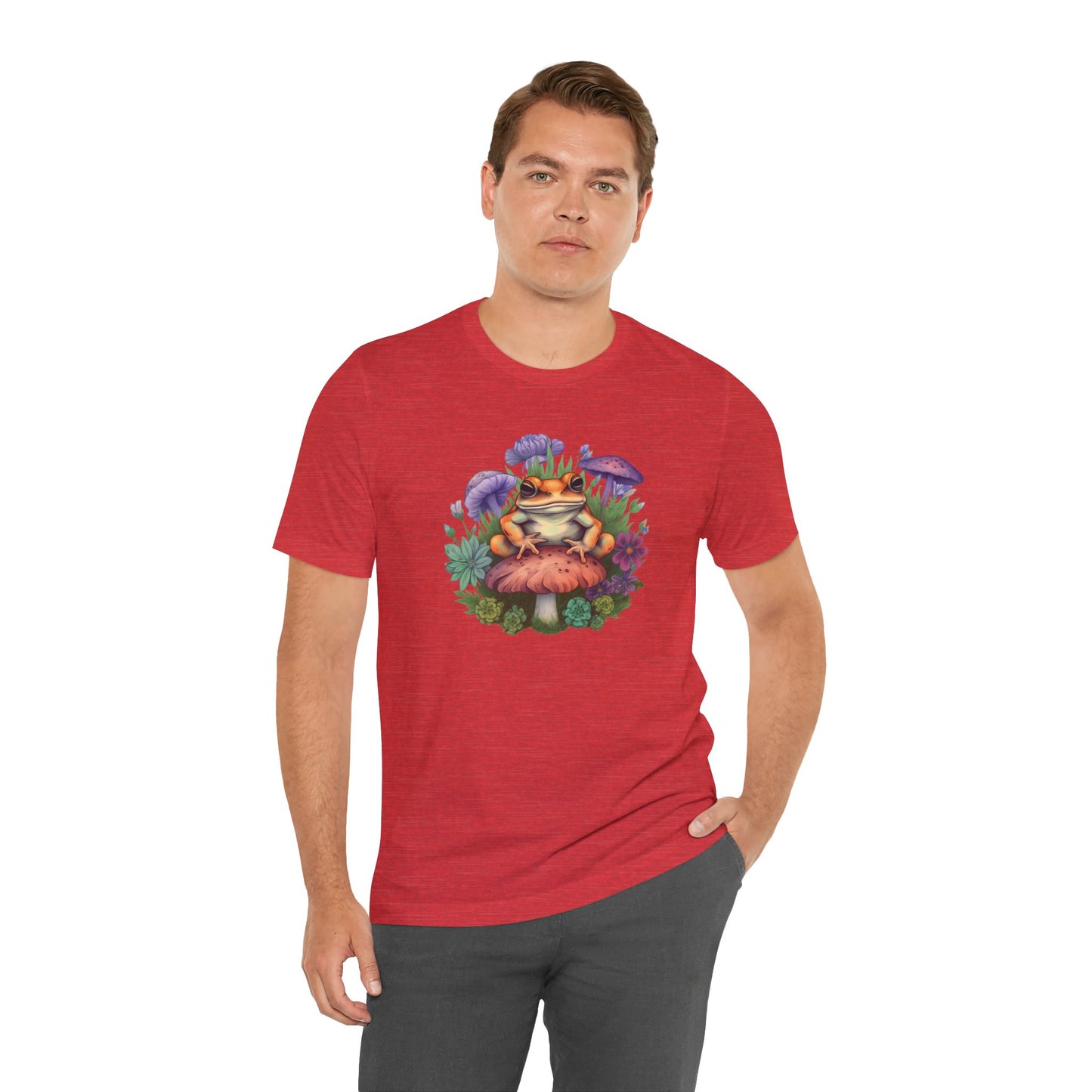 Frog and Mushroom Unisex Tee - Nature-Inspired Graphic T-Shirt