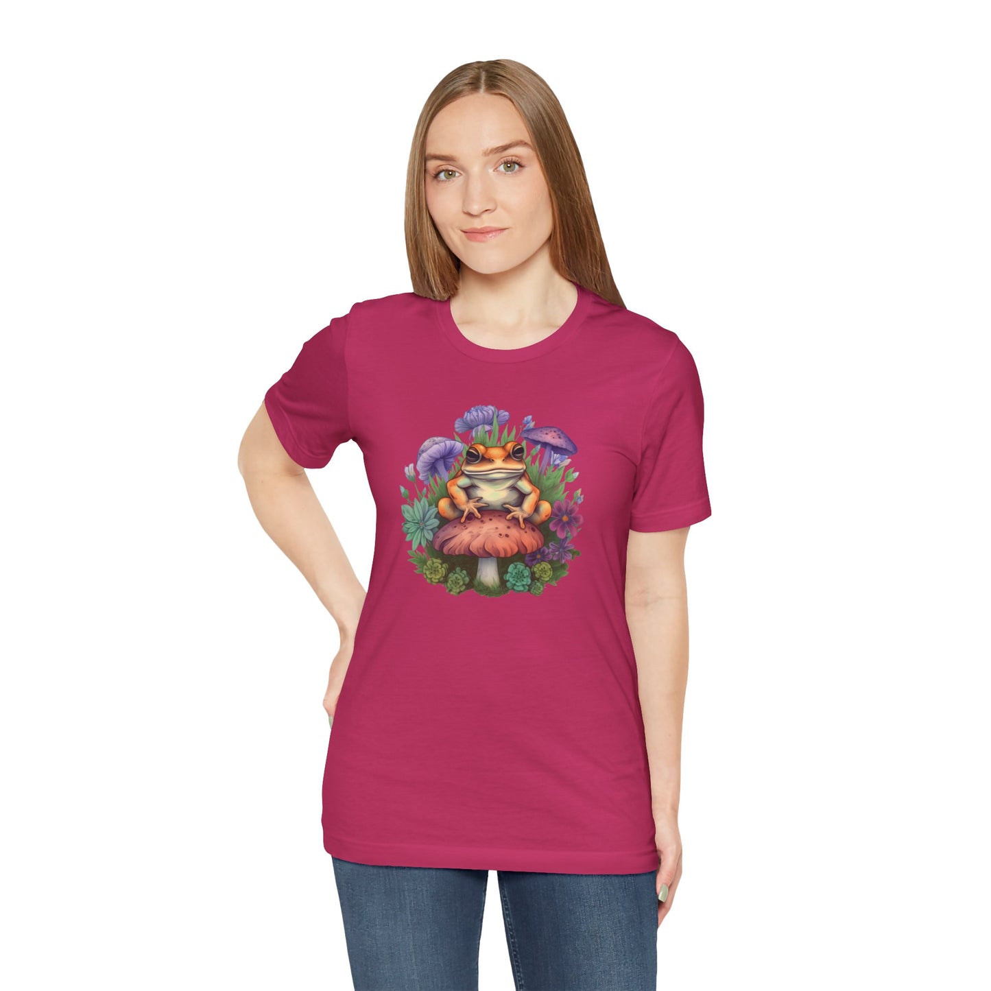 Frog and Mushroom Unisex Tee - Nature-Inspired Graphic T-Shirt
