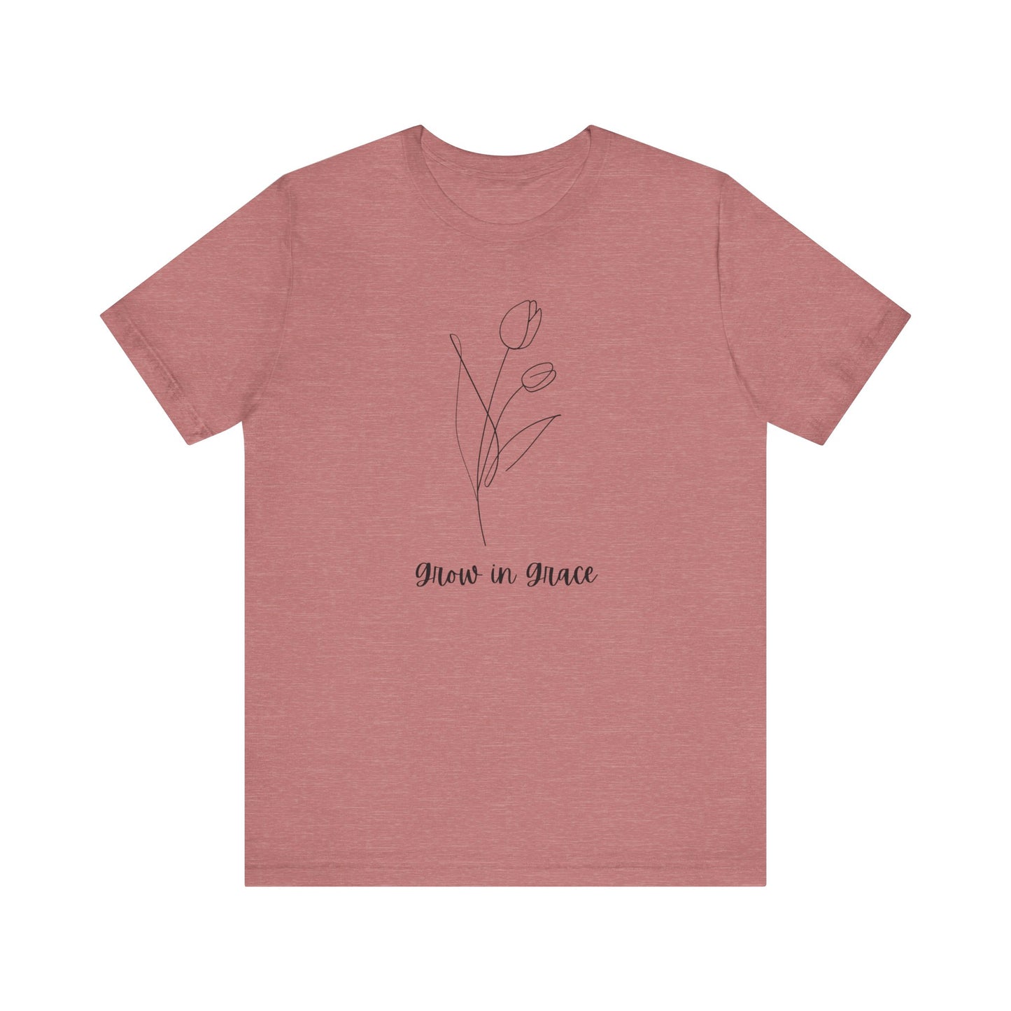 Jersey Short Sleeve Tee - 'Grow in Grace' Floral Design