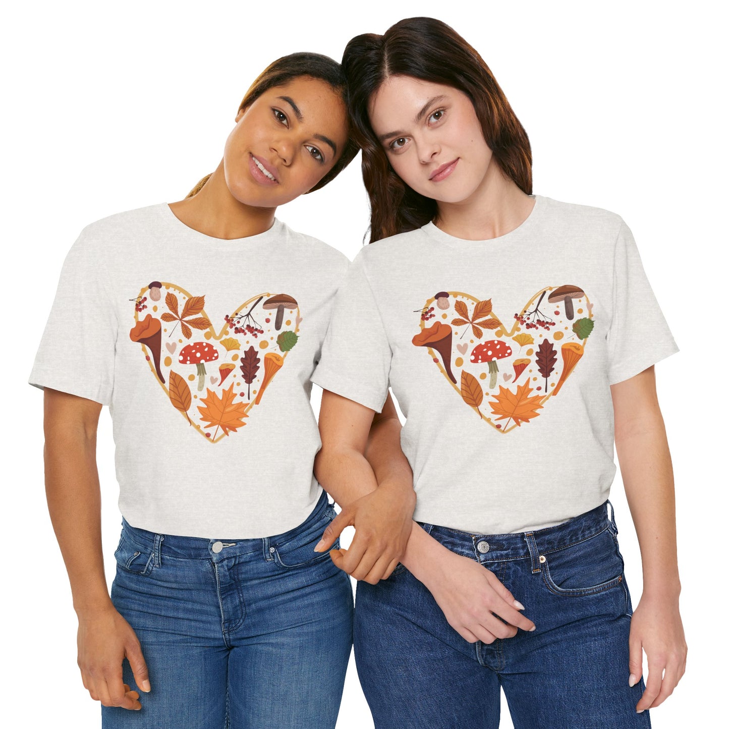 Fall Leaves Heart Tee, Autumn T-Shirt, Nature Lover Gift, Thanksgiving Apparel, Cozy Casual Wear