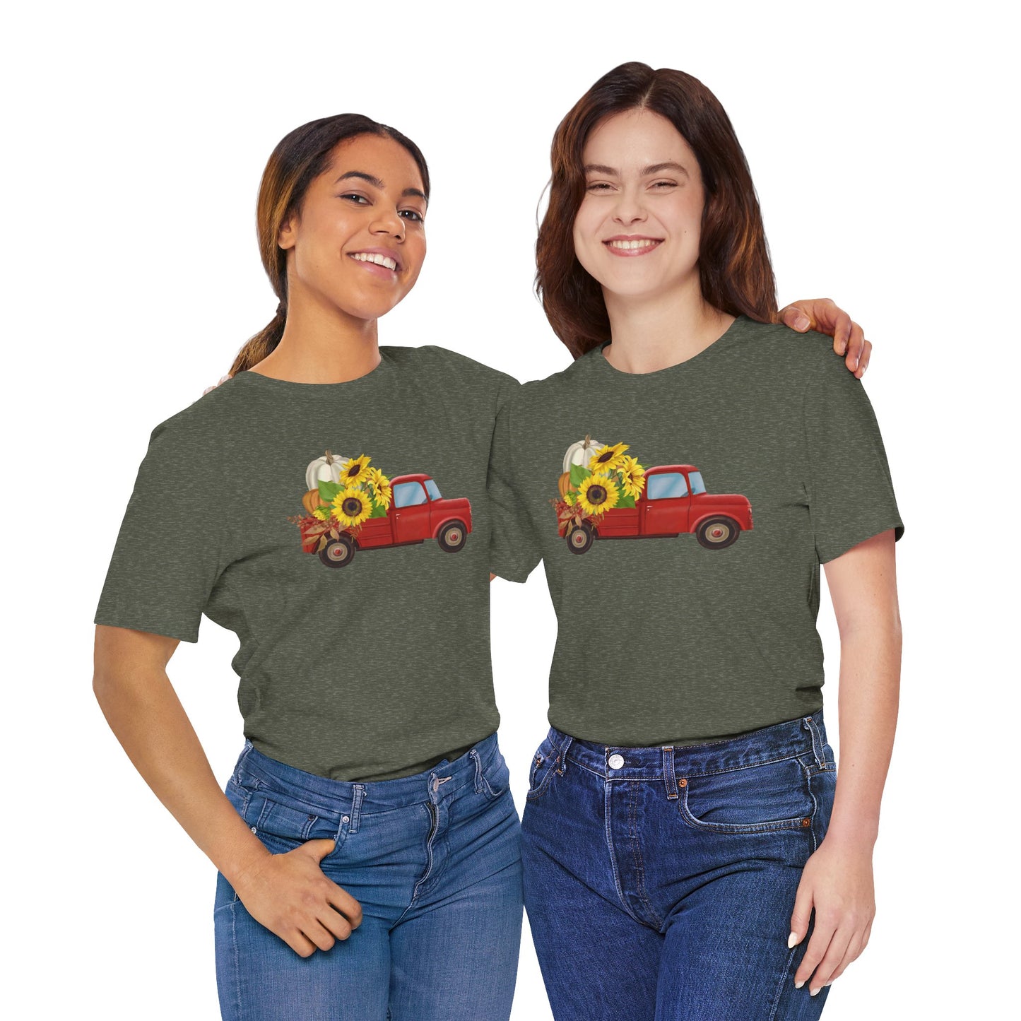 Vintage Truck with Sunflowers Tee, Casual Summer Shirt, Garden Lover Gift, Fall Festival Apparel, Everyday Wear, Farmhouse Style Clothing
