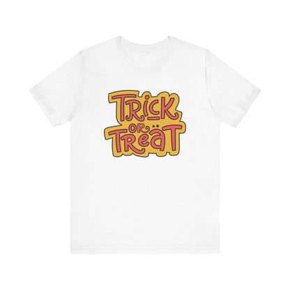 Halloween Trick or Treat Tee, Jersey Short Sleeve Tee, Fall Fashion, Halloween Party Shirt, Casual Wear, Spooky Season Tee