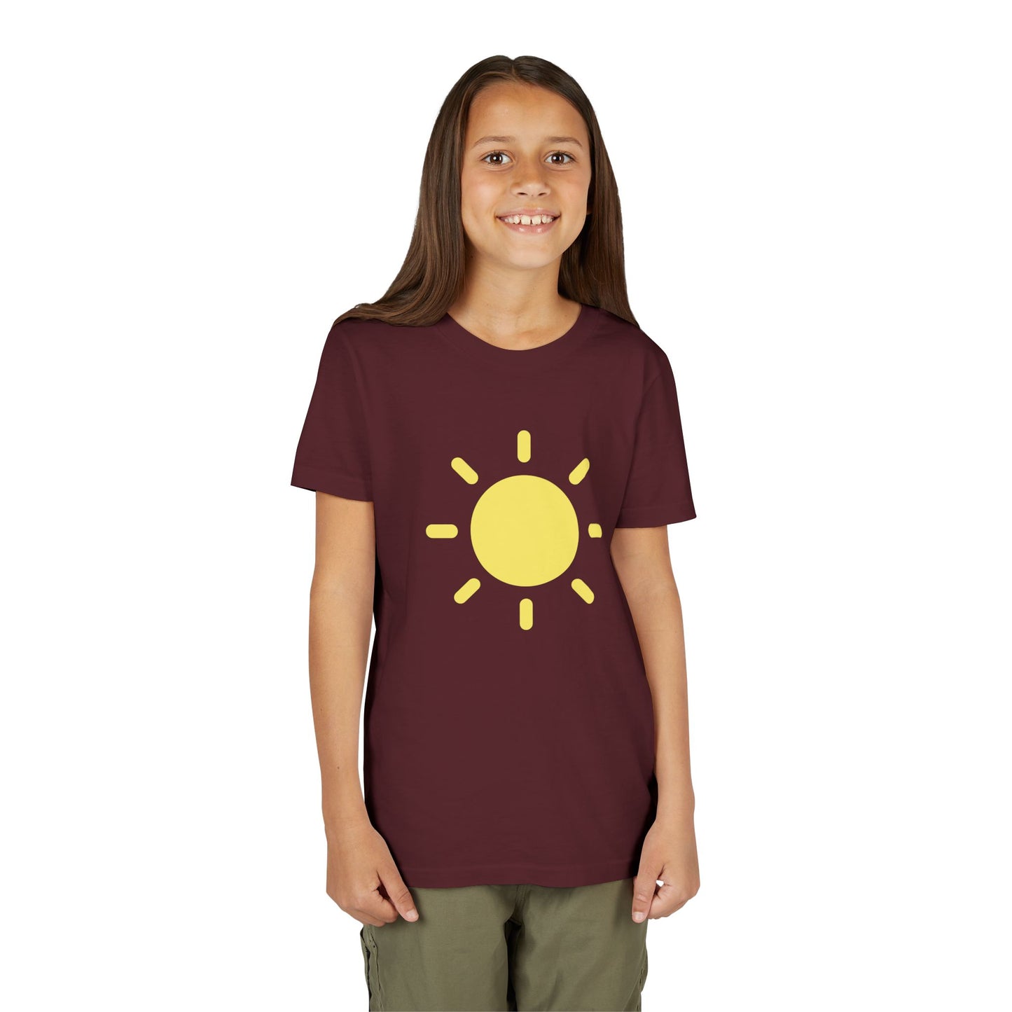 Sunny Vibes Youth Short Sleeve Tee - Bright Yellow Sun Design for Summer Fun