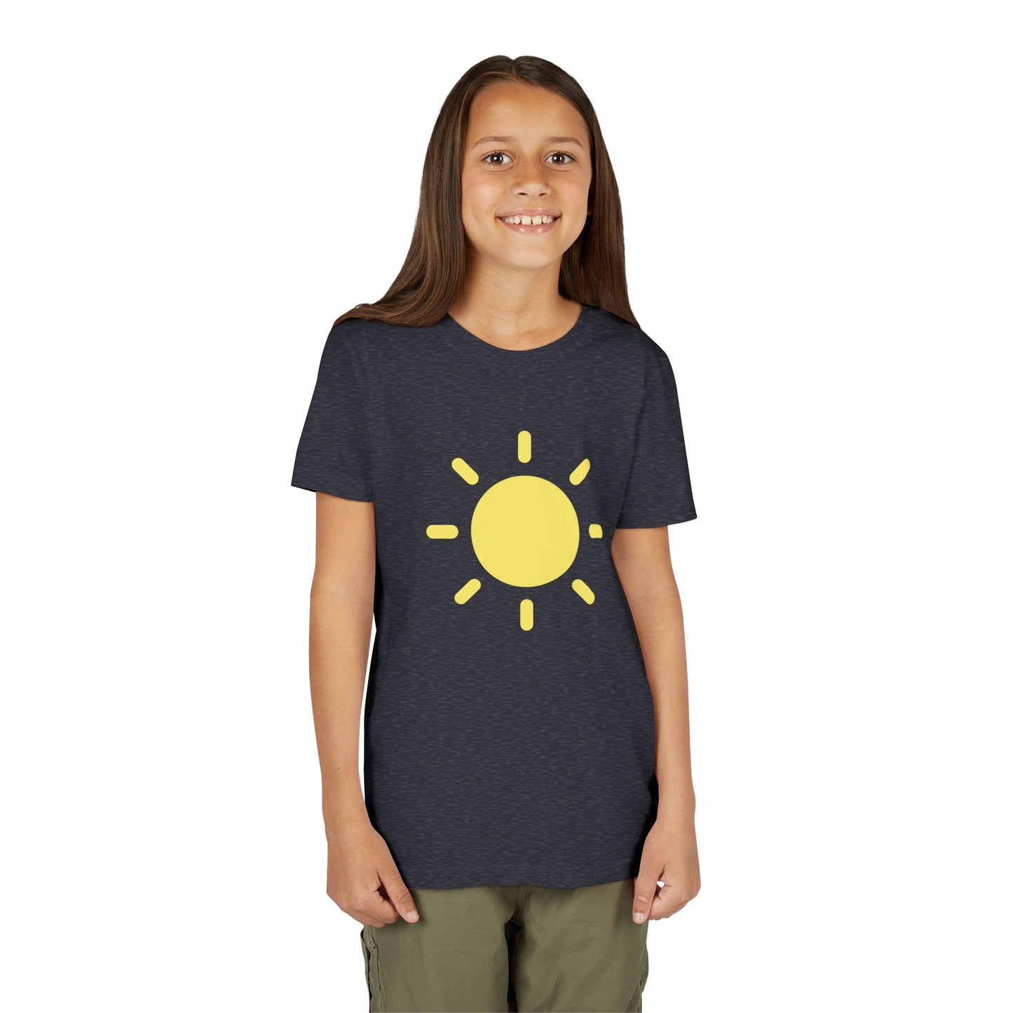 Sunny Vibes Youth Short Sleeve Tee - Bright Yellow Sun Design for Summer Fun