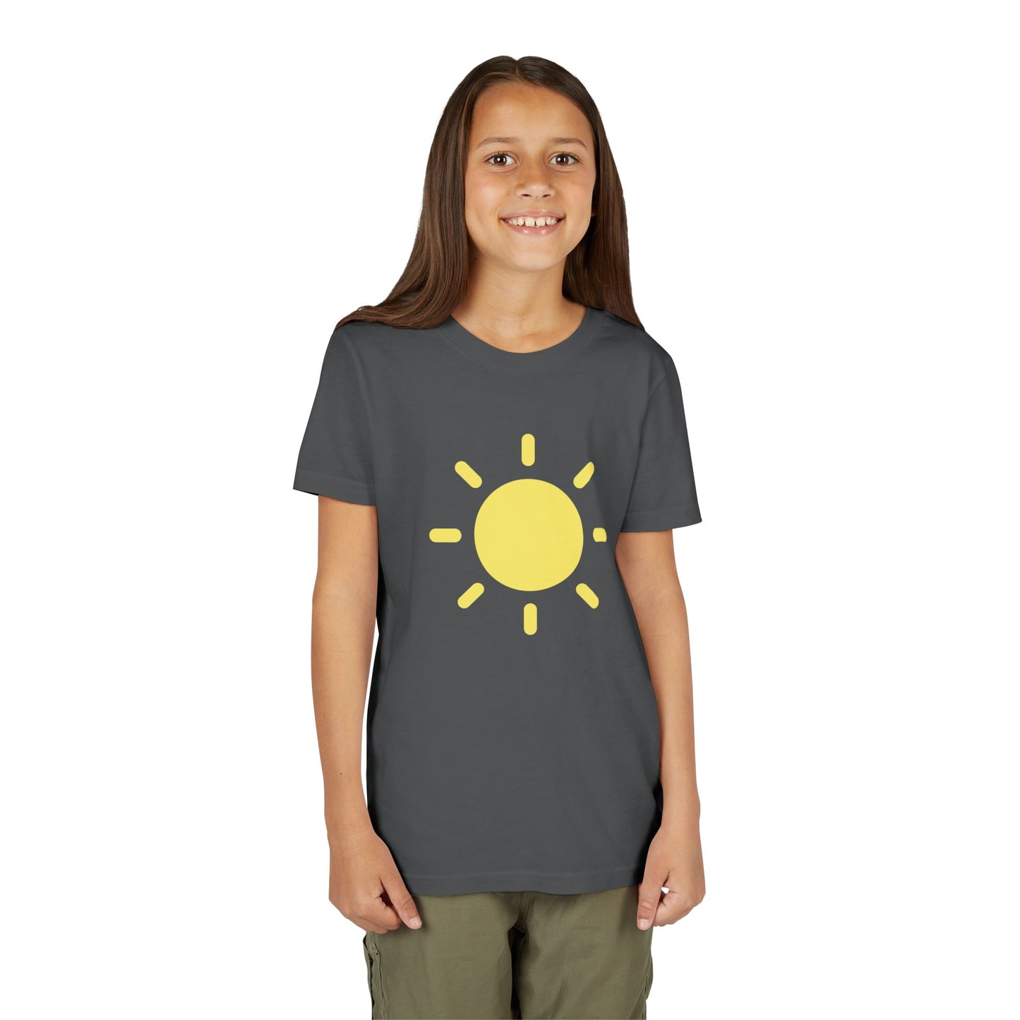 Sunny Vibes Youth Short Sleeve Tee - Bright Yellow Sun Design for Summer Fun