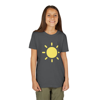 Sunny Vibes Youth Short Sleeve Tee - Bright Yellow Sun Design for Summer Fun