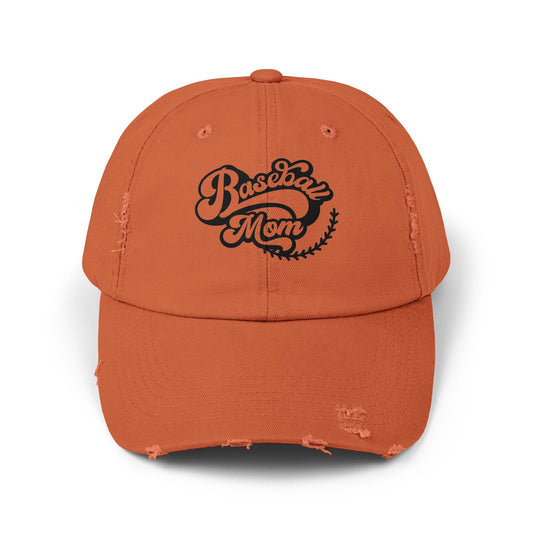 Baseball Mom Distressed Cap - Unisex Fashion Hat for Sports Enthusiasts