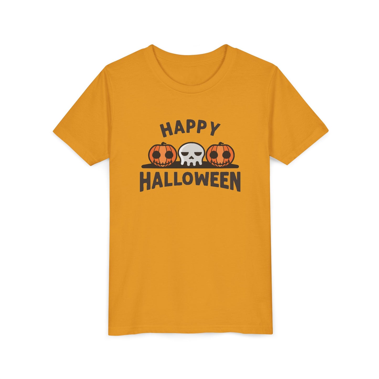 Happy Halloween Youth Tee, Kids Halloween Shirt, Short Sleeve Halloween Tee, Pumpkin Shirt, Skull Halloween Top