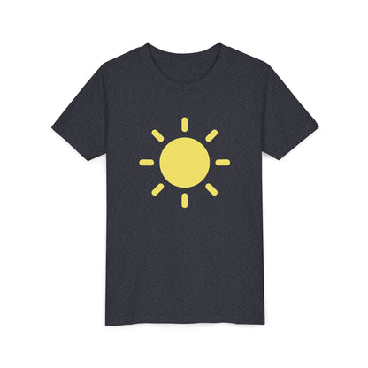 Sunny Vibes Youth Short Sleeve Tee - Bright Yellow Sun Design for Summer Fun
