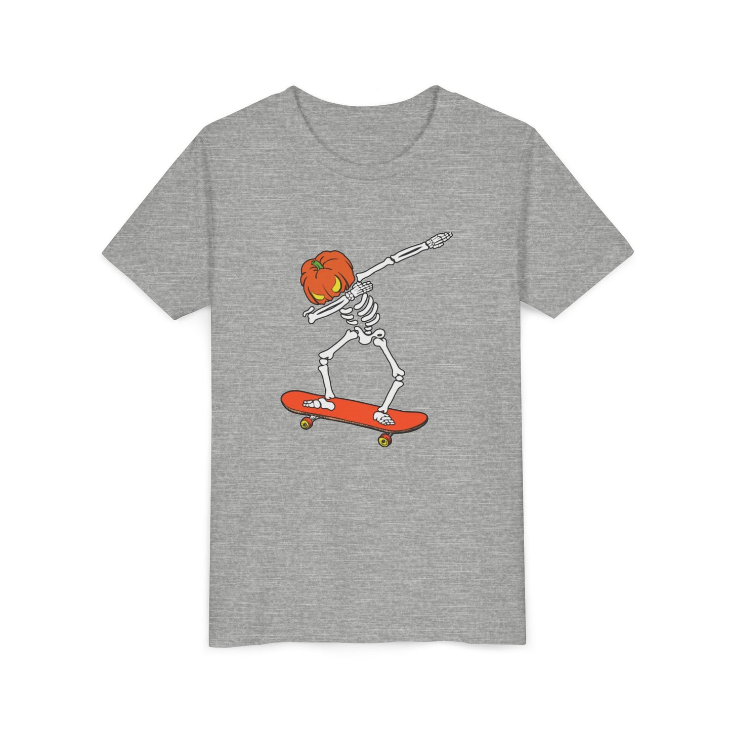 Cool Skeleton Skateboard Youth Tee, Fun Graphic Tee for Kids, Halloween Costume, Skateboarding Gift, Casual Summer Shirt