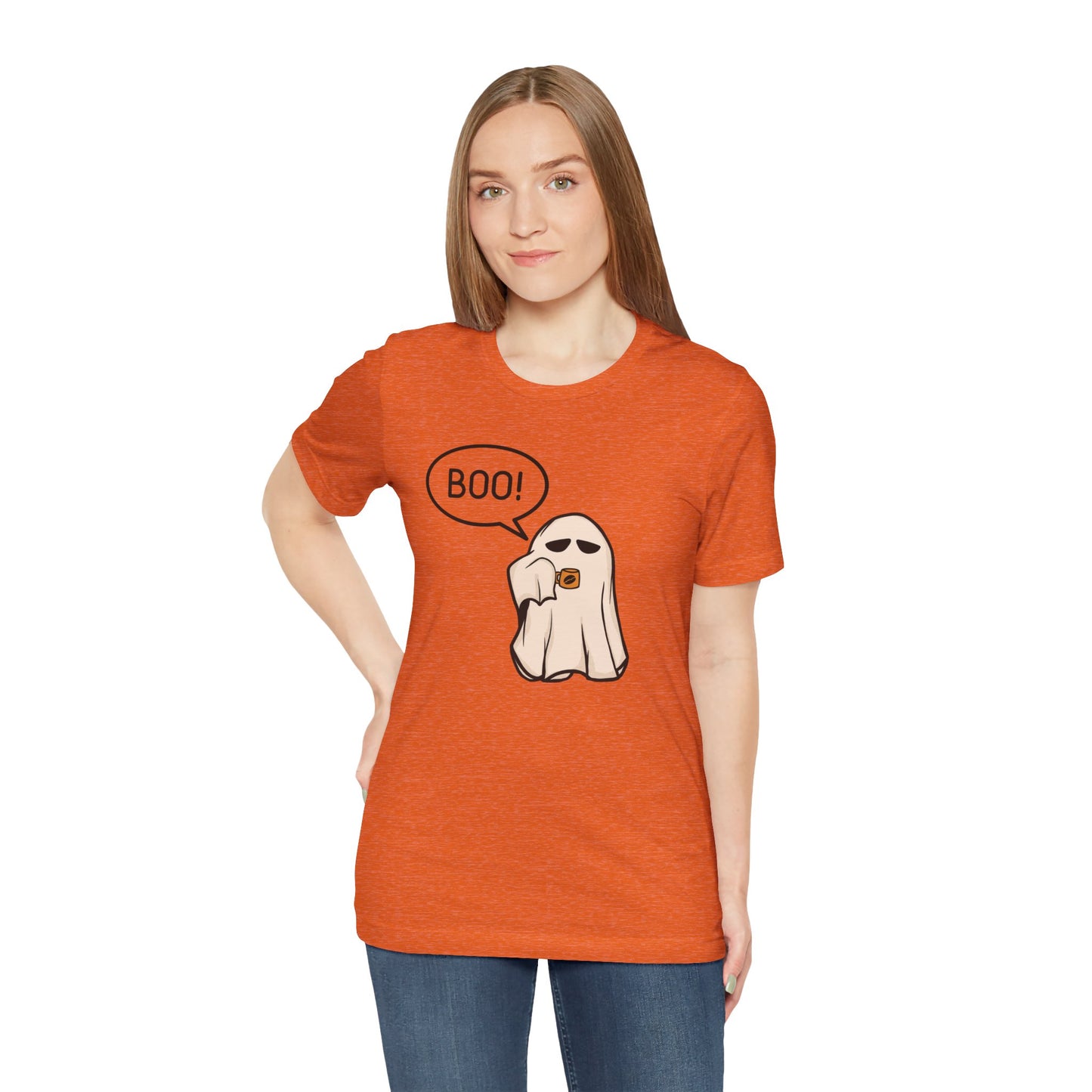 Halloween Ghost Tee, Boo T-Shirt, Fall Apparel, Short Sleeve Shirt, Cute Halloween Top, Pumpkin Spice Shirt, Spooky Vibes