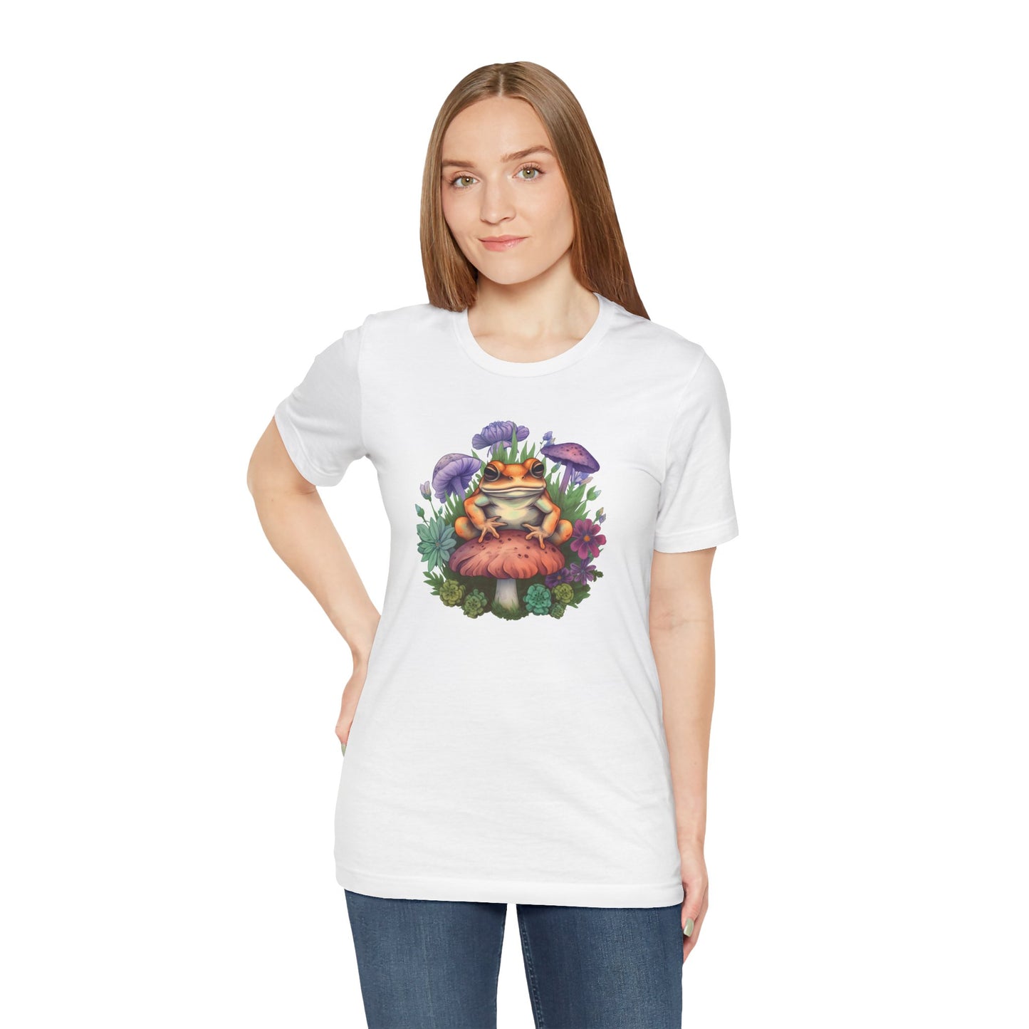 Frog and Mushroom Unisex Tee - Nature-Inspired Graphic T-Shirt