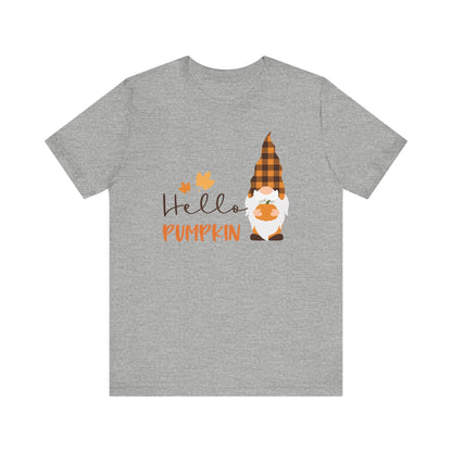 Hello Pumpkin Fall Gnome Tee, Autumn T-Shirt, Halloween Shirt, Graphic Tee, Seasonal Apparel, Gift for Fall Lovers