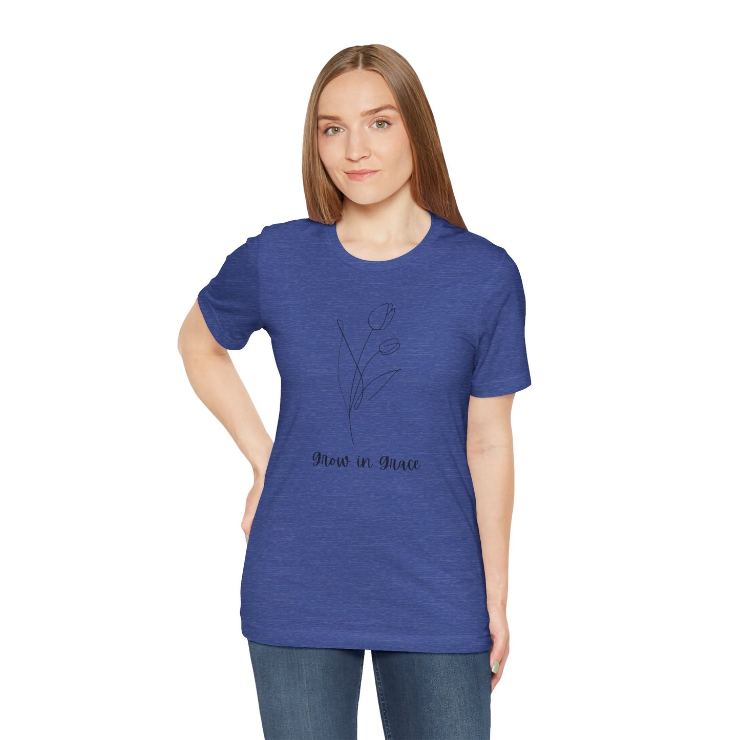 Jersey Short Sleeve Tee - 'Grow in Grace' Floral Design