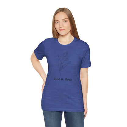 Jersey Short Sleeve Tee - 'Grow in Grace' Floral Design