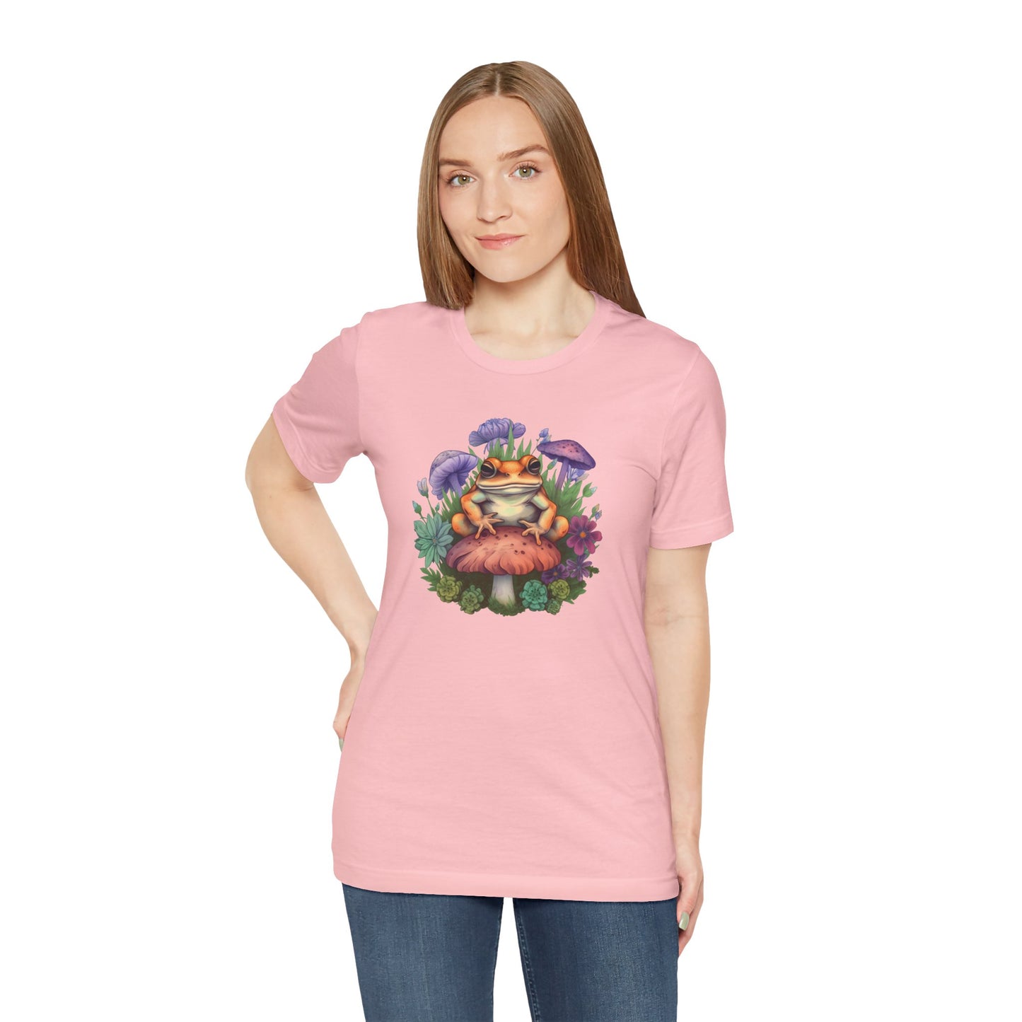 Frog and Mushroom Unisex Tee - Nature-Inspired Graphic T-Shirt