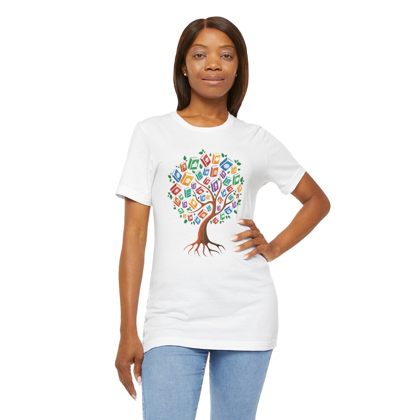 Colorful Book Tree Jersey Tee - Great for Book Lovers and Educators