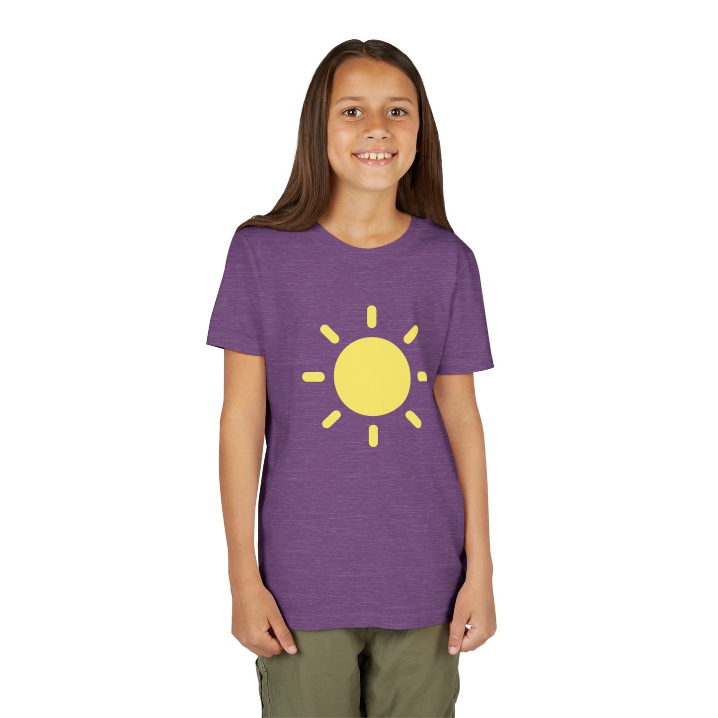 Sunny Vibes Youth Short Sleeve Tee - Bright Yellow Sun Design for Summer Fun