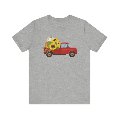 Vintage Truck with Sunflowers Tee, Casual Summer Shirt, Garden Lover Gift, Fall Festival Apparel, Everyday Wear, Farmhouse Style Clothing