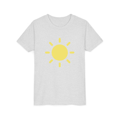 Sunny Vibes Youth Short Sleeve Tee - Bright Yellow Sun Design for Summer Fun