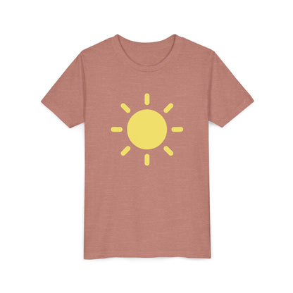 Sunny Vibes Youth Short Sleeve Tee - Bright Yellow Sun Design for Summer Fun