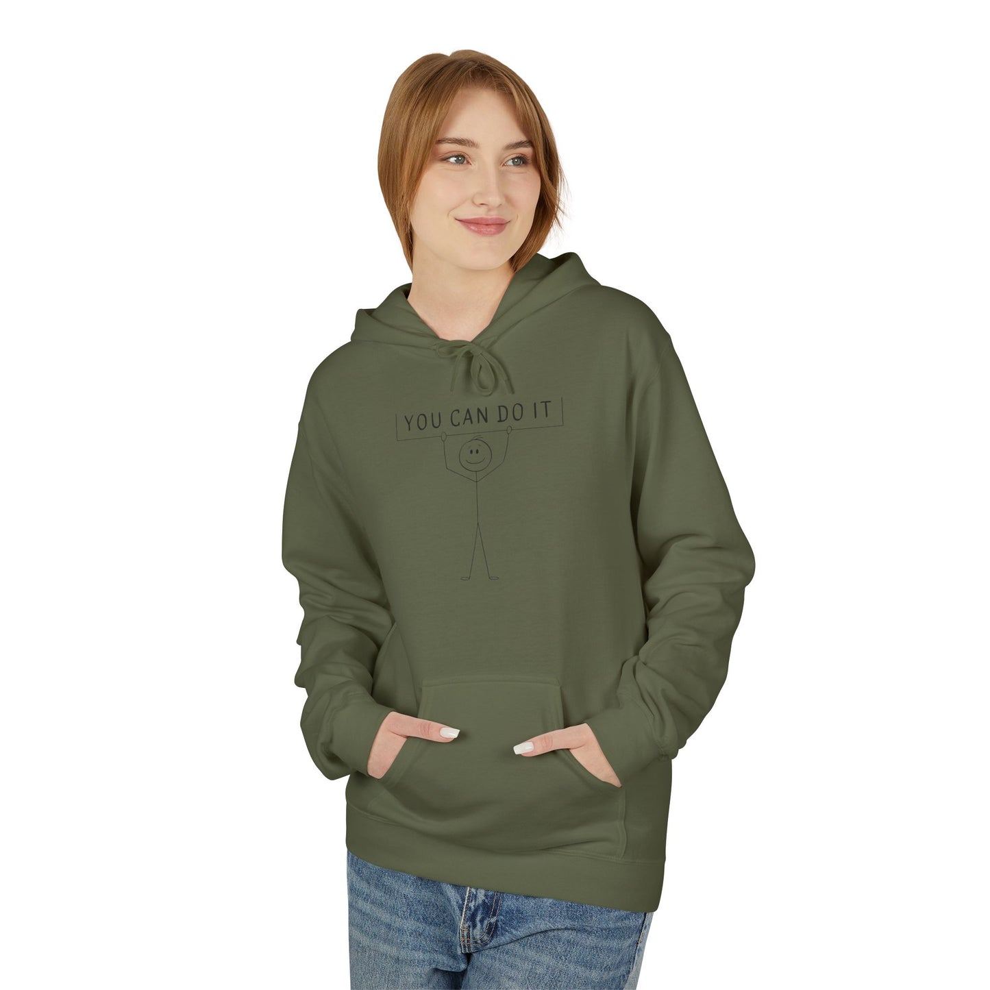 Motivational Fleece Hoodie - 'You Can Do It'