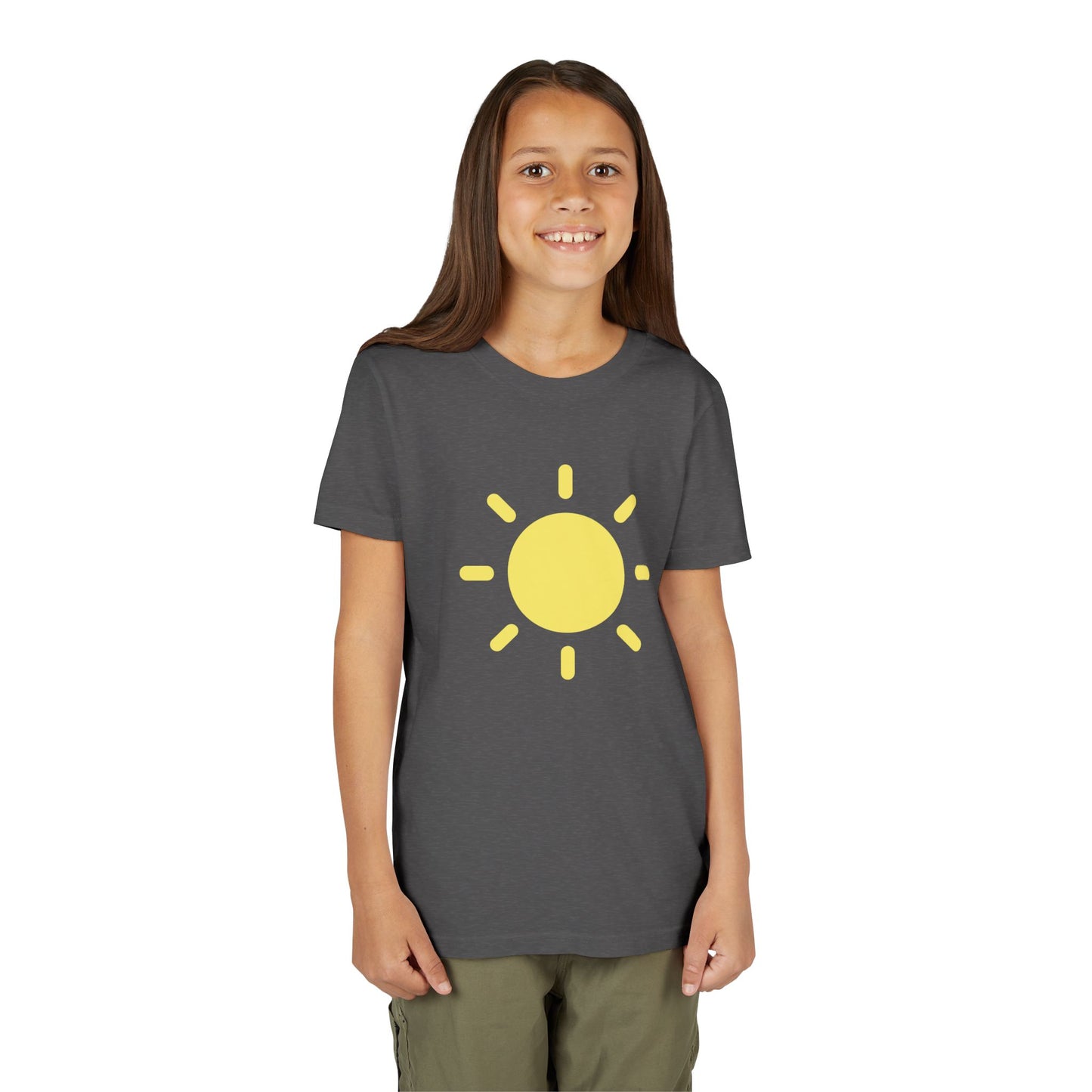 Sunny Vibes Youth Short Sleeve Tee - Bright Yellow Sun Design for Summer Fun