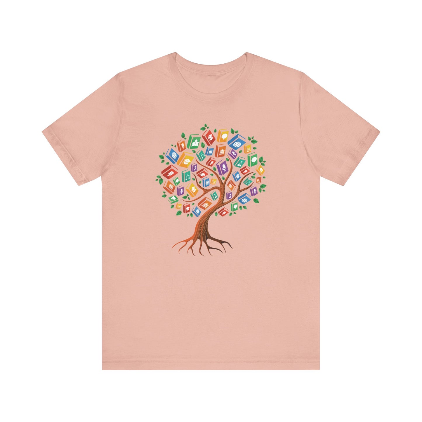 Colorful Book Tree Jersey Tee - Great for Book Lovers and Educators