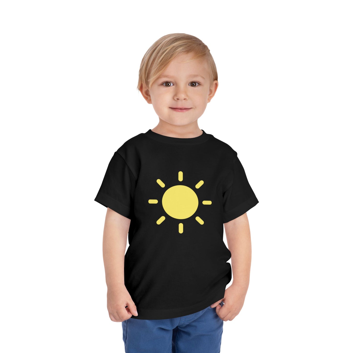 Sunny Days Toddler Short Sleeve Tee - Bright Yellow Sun Design for Playful Kids