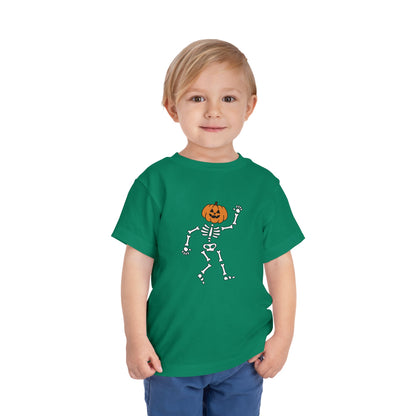 Cute Halloween Skeleton Toddler Tee, Halloween Shirt, Pumpkin Skeleton Tee, Toddler Costume Top, Kids Halloween Apparel