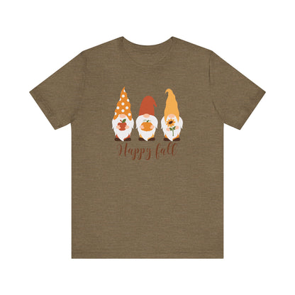 Happy Fall Gnome Tee, T-Shirt for Autumn, Fall Gnome Shirt, Cozy Fall Outfit, Thanksgiving Gift, Seasonal Apparel