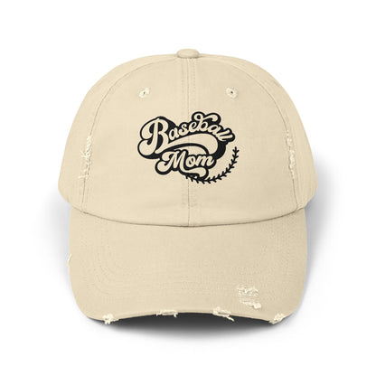 Baseball Mom Distressed Cap - Unisex Fashion Hat for Sports Enthusiasts