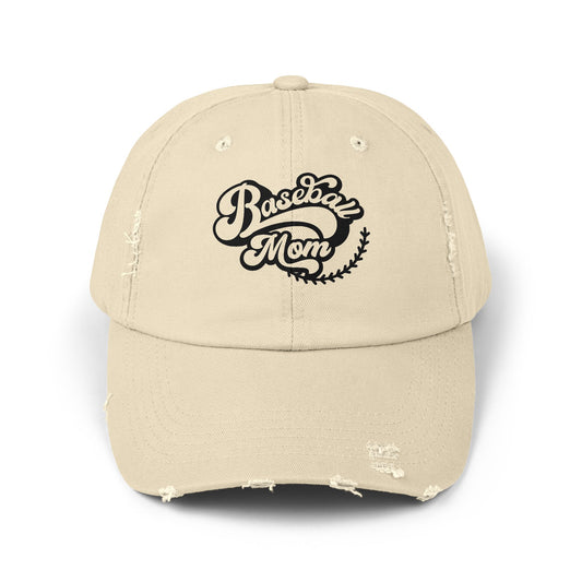 Baseball Mom Distressed Cap - Unisex Fashion Hat for Sports Enthusiasts