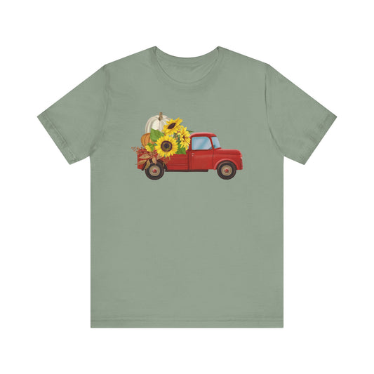 Vintage Truck with Sunflowers Tee, Casual Summer Shirt, Garden Lover Gift, Fall Festival Apparel, Everyday Wear, Farmhouse Style Clothing
