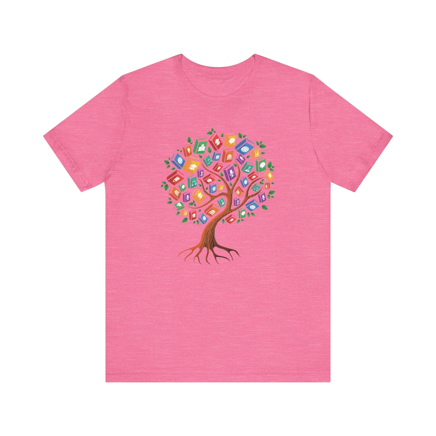 Colorful Book Tree Jersey Tee - Great for Book Lovers and Educators