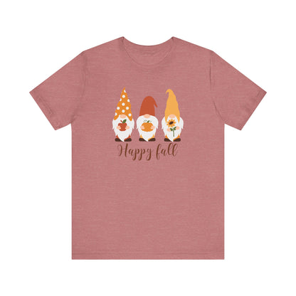 Happy Fall Gnome Tee, T-Shirt for Autumn, Fall Gnome Shirt, Cozy Fall Outfit, Thanksgiving Gift, Seasonal Apparel