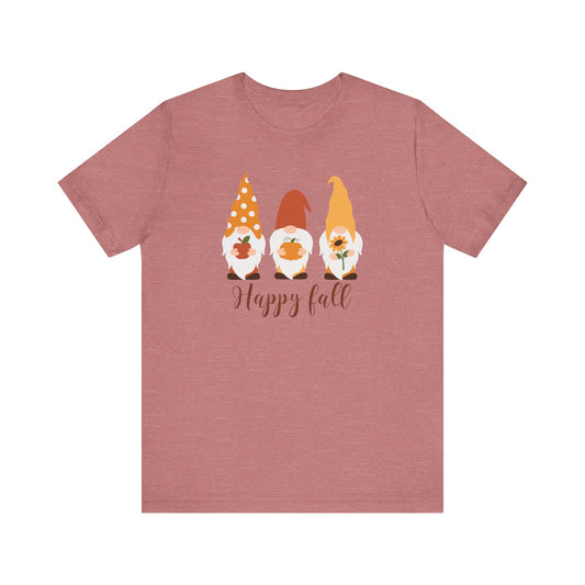Happy Fall Gnome Tee, T-Shirt for Autumn, Fall Gnome Shirt, Cozy Fall Outfit, Thanksgiving Gift, Seasonal Apparel
