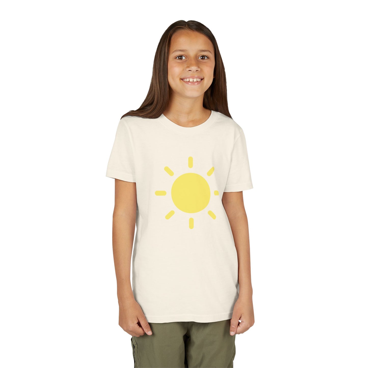 Sunny Vibes Youth Short Sleeve Tee - Bright Yellow Sun Design for Summer Fun