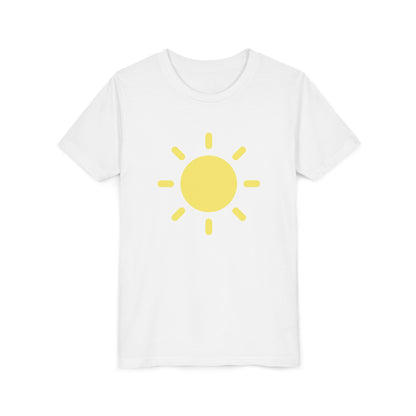 Sunny Vibes Youth Short Sleeve Tee - Bright Yellow Sun Design for Summer Fun