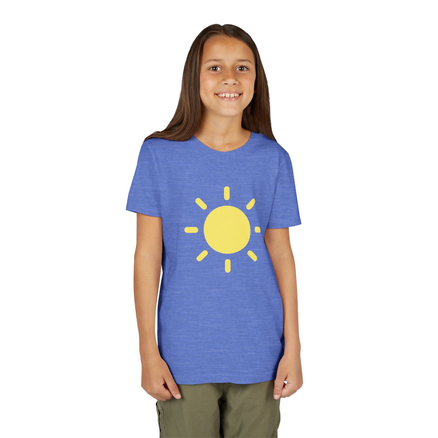 Sunny Vibes Youth Short Sleeve Tee - Bright Yellow Sun Design for Summer Fun