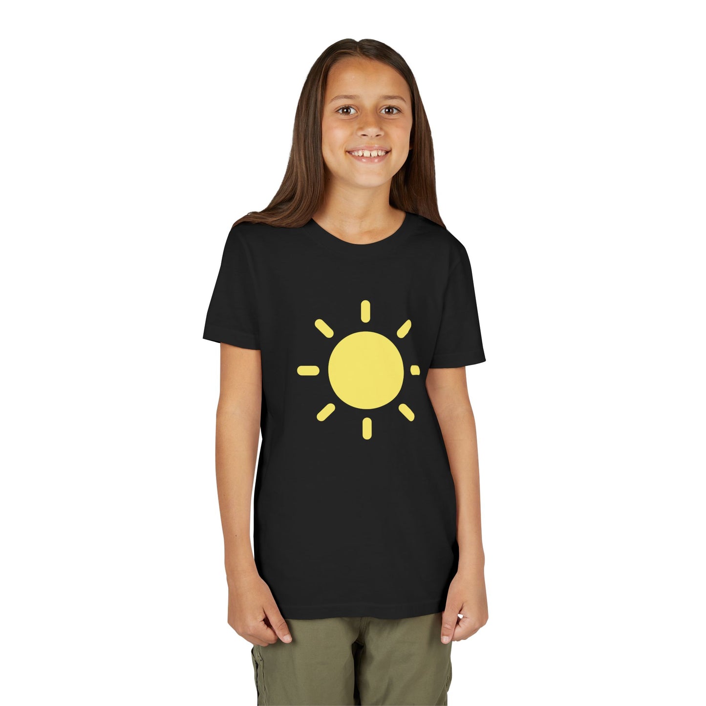 Sunny Vibes Youth Short Sleeve Tee - Bright Yellow Sun Design for Summer Fun