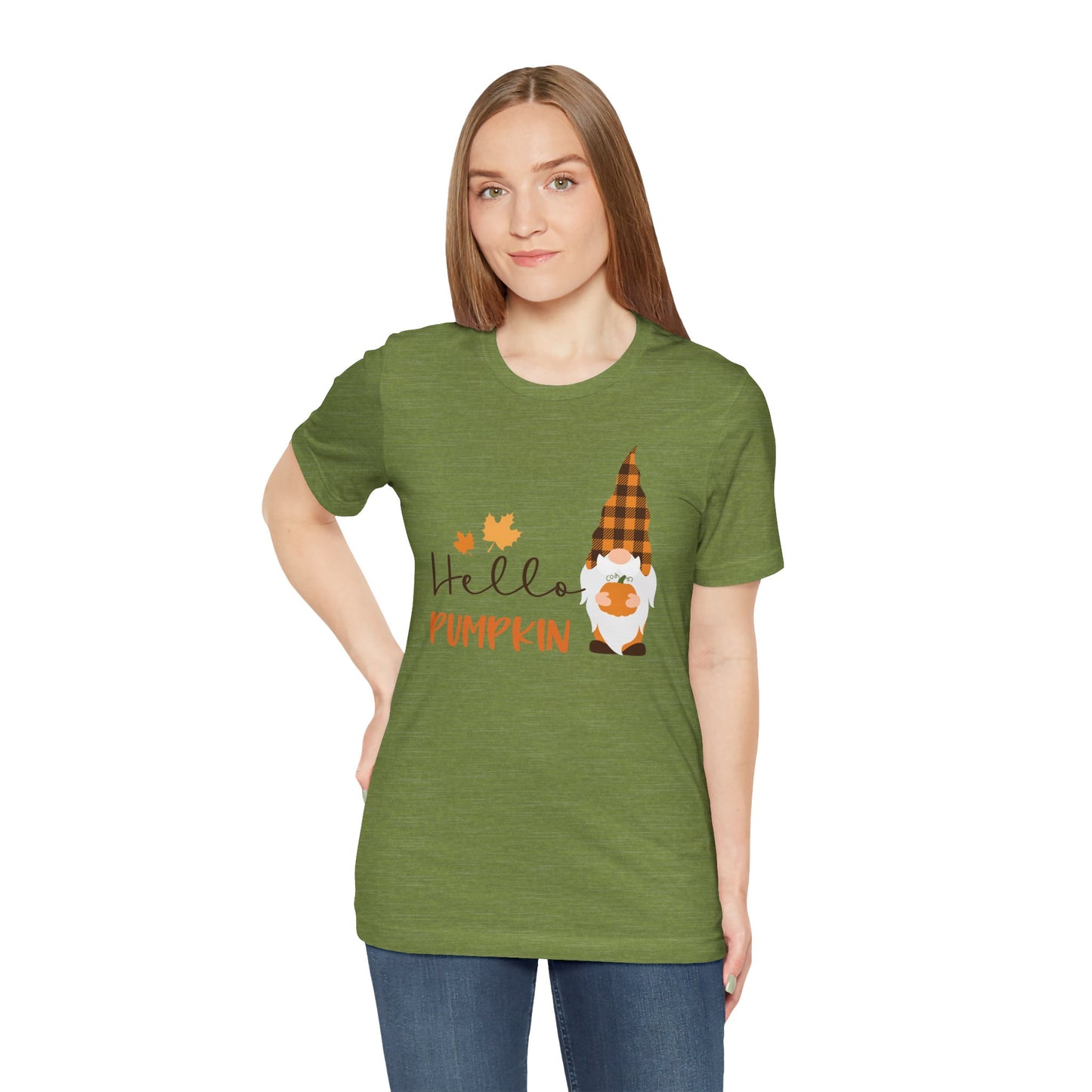 Hello Pumpkin Fall Gnome Tee, Autumn T-Shirt, Halloween Shirt, Graphic Tee, Seasonal Apparel, Gift for Fall Lovers