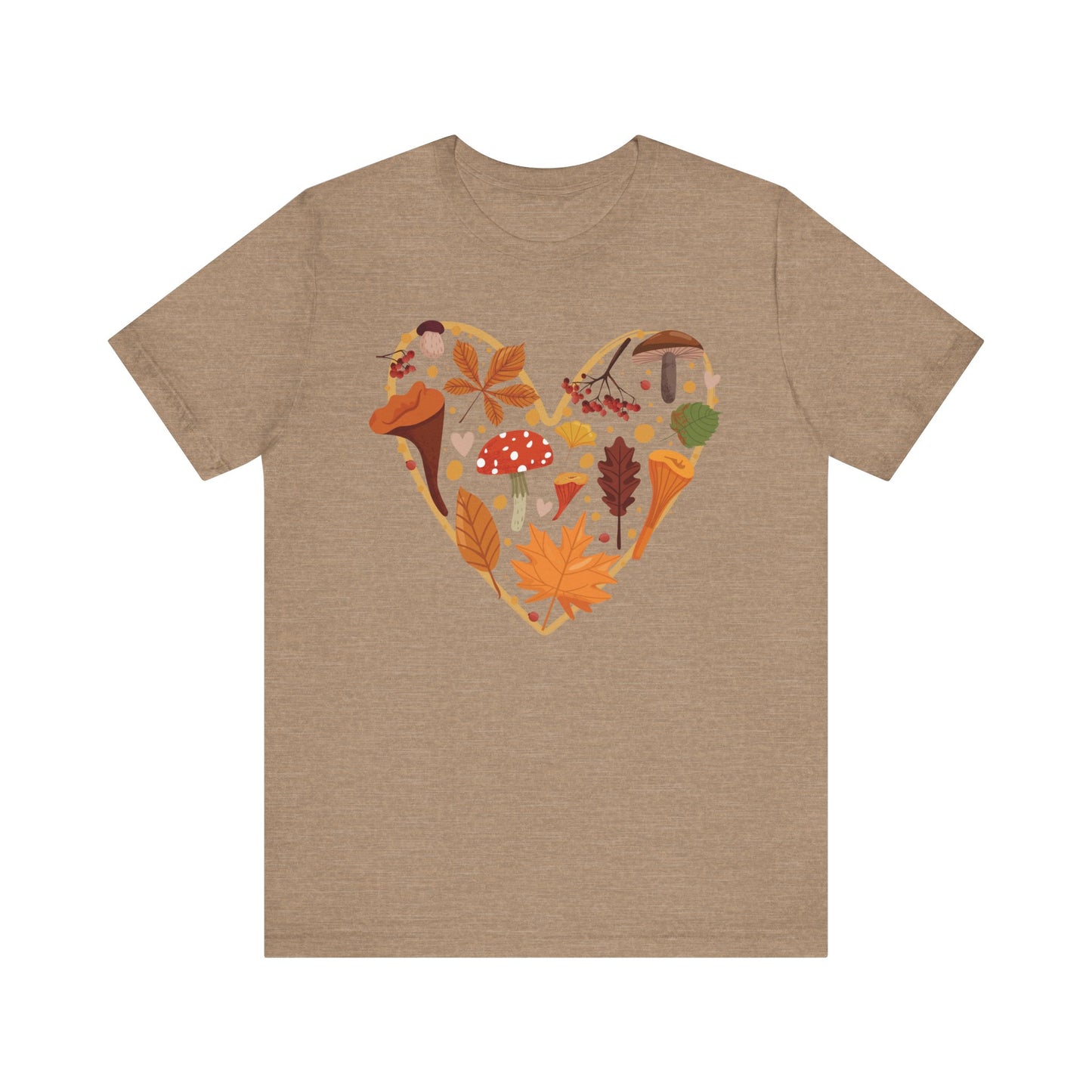 Fall Leaves Heart Tee, Autumn T-Shirt, Nature Lover Gift, Thanksgiving Apparel, Cozy Casual Wear