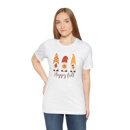 Happy Fall Gnome Tee, T-Shirt for Autumn, Fall Gnome Shirt, Cozy Fall Outfit, Thanksgiving Gift, Seasonal Apparel