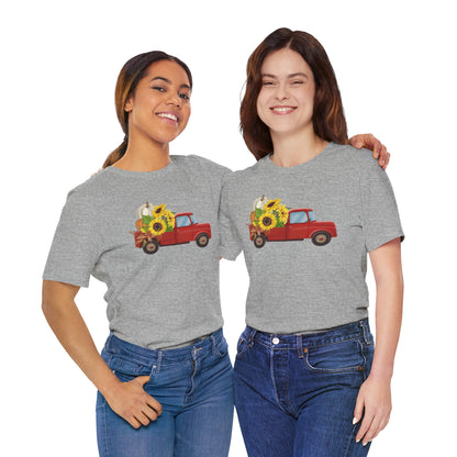 Vintage Truck with Sunflowers Tee, Casual Summer Shirt, Garden Lover Gift, Fall Festival Apparel, Everyday Wear, Farmhouse Style Clothing