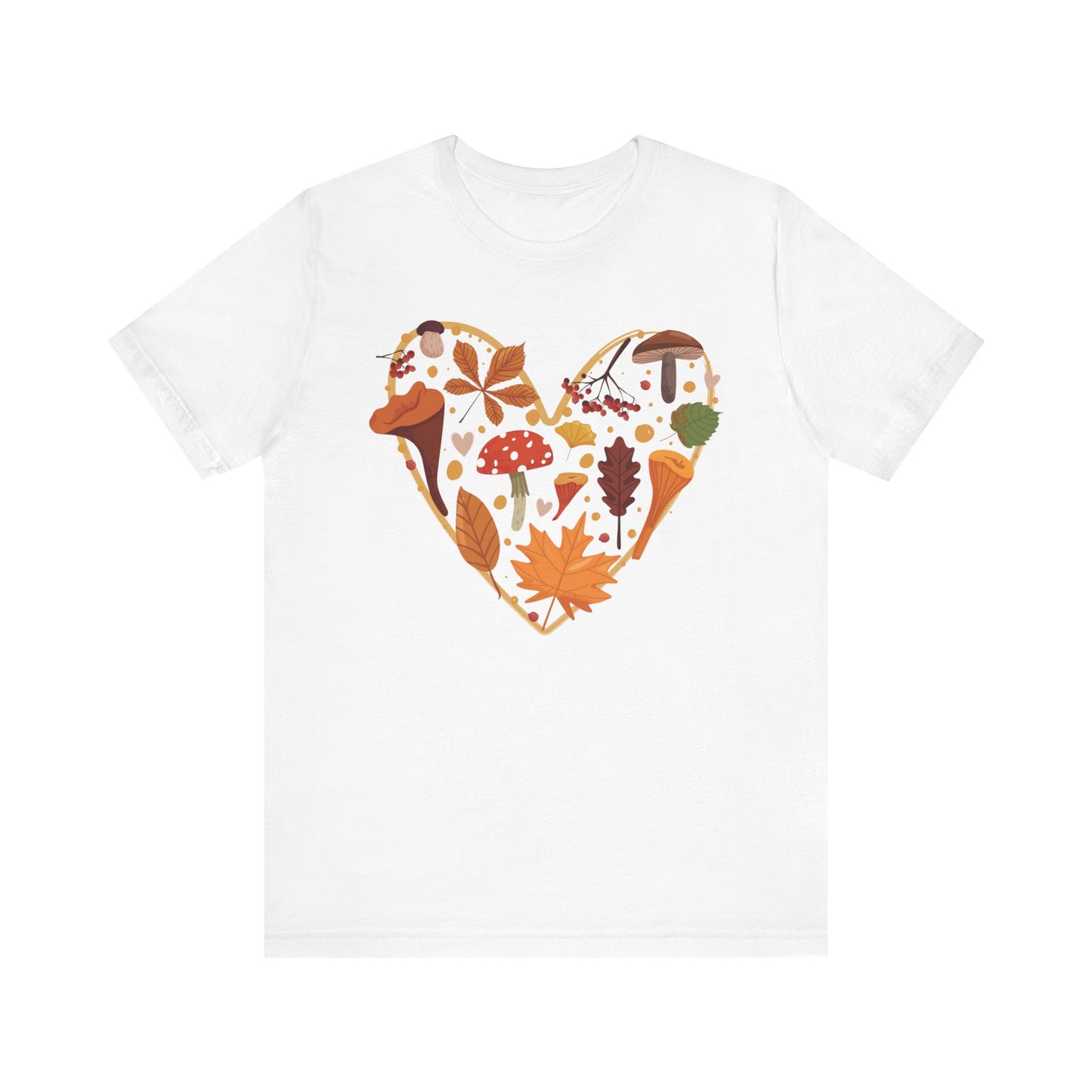 Fall Leaves Heart Tee, Autumn T-Shirt, Nature Lover Gift, Thanksgiving Apparel, Cozy Casual Wear