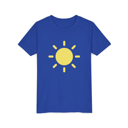 Sunny Vibes Youth Short Sleeve Tee - Bright Yellow Sun Design for Summer Fun